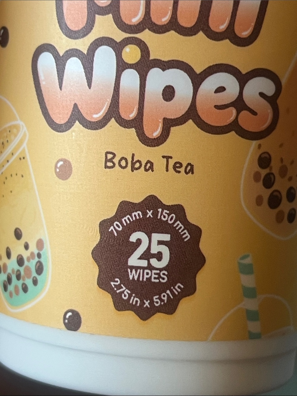 Wish Mini Wipes Boba Tea Cup - Yellow & Green - Picture 6 of 7